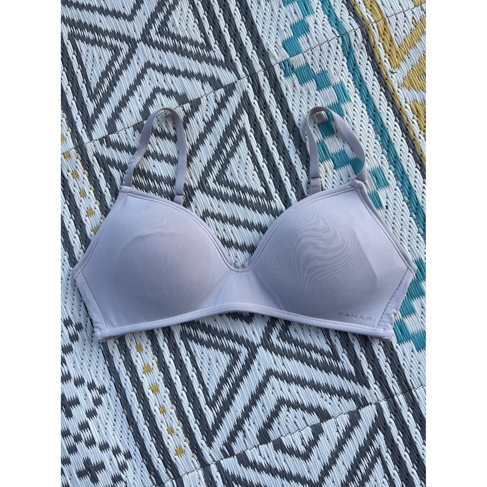 Tahari Women Light Purple Ribbed Wireless Bra Adjustable Straps Lilac Lavender S